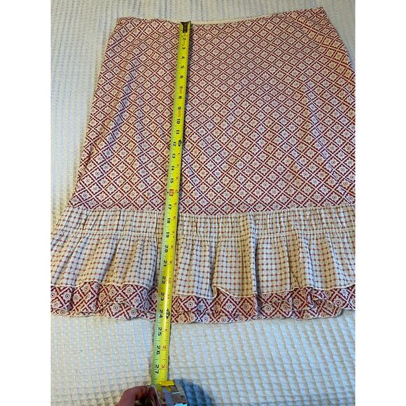 American Eagel Cottage Y2K Boho Cotton Printed Ruffle Red & Ivory Skirt Size 12 - Picture 5 of 10